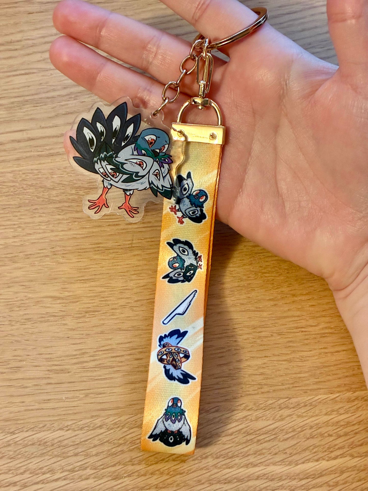 Pigeon Family Keychain Lanyard