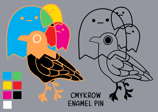 CMYCrow enamel pin