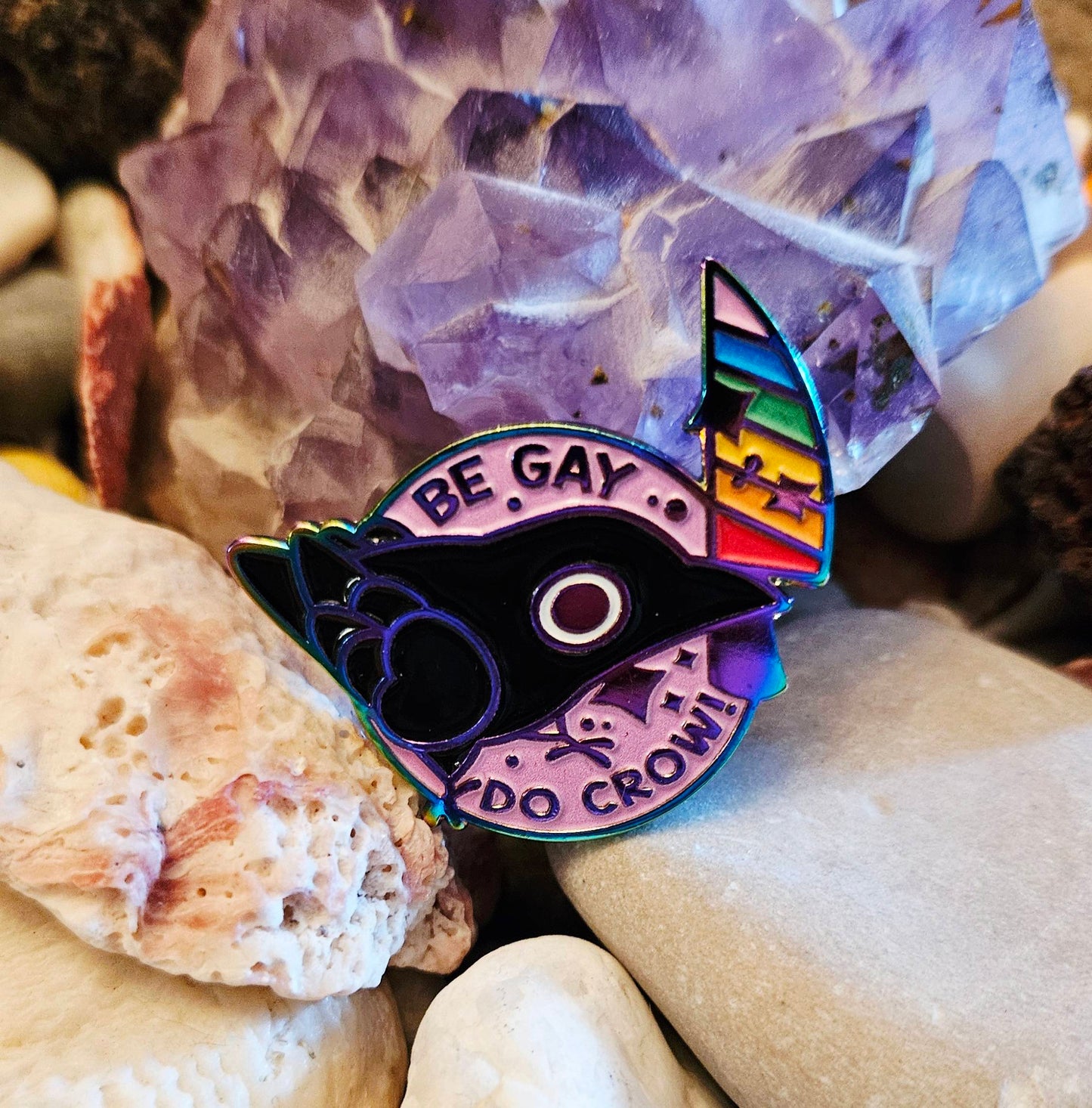 Be Gay, Do Crow enamel pin