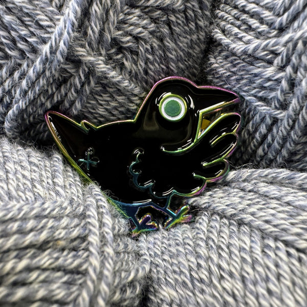 Crow Butt enamel pin