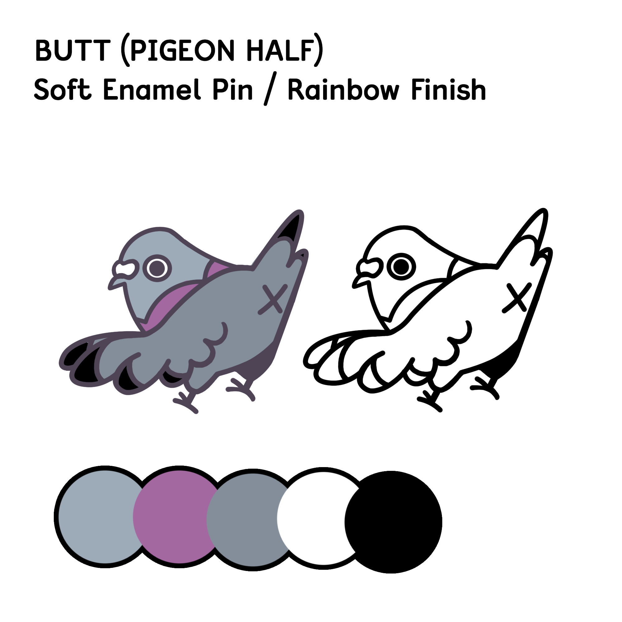 Pigeon Butt enamel pin