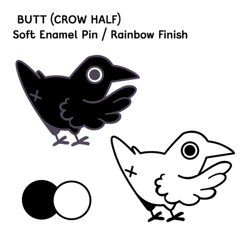 Crow Butt enamel pin