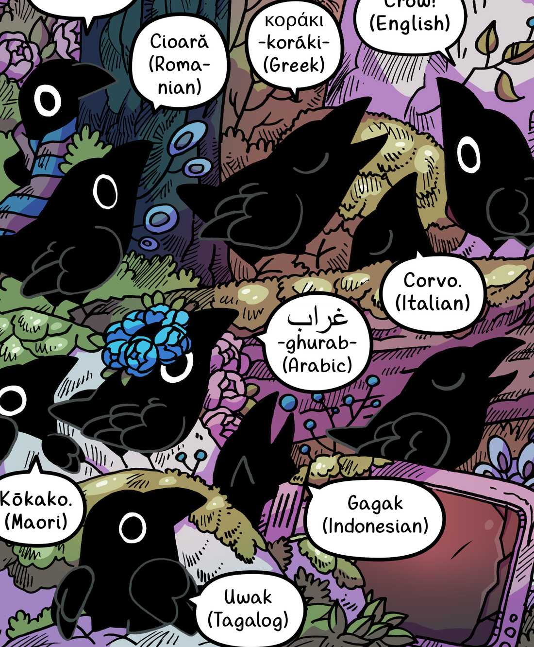 Crow language print – Fairylogue Press