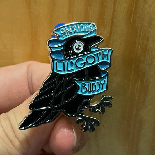 Anxious Lil' Goth Buddy enamel pin